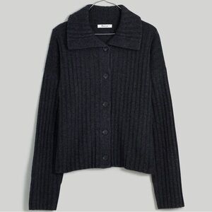 Madewell Charcoal oversized-collar Cardigan wool sweater